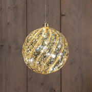 bal glas 15cm led batterij mercury goud