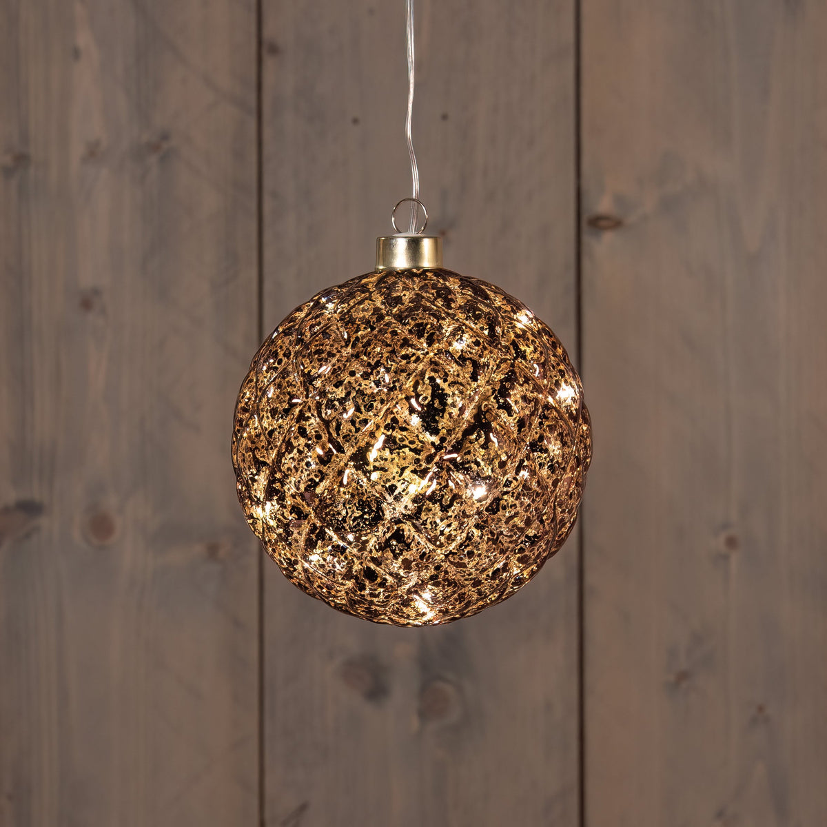 bal glas 12cm led batterij mercury bruin