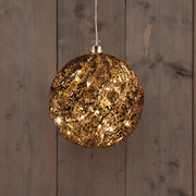 bal glas 15cm led batterij mercury bruin