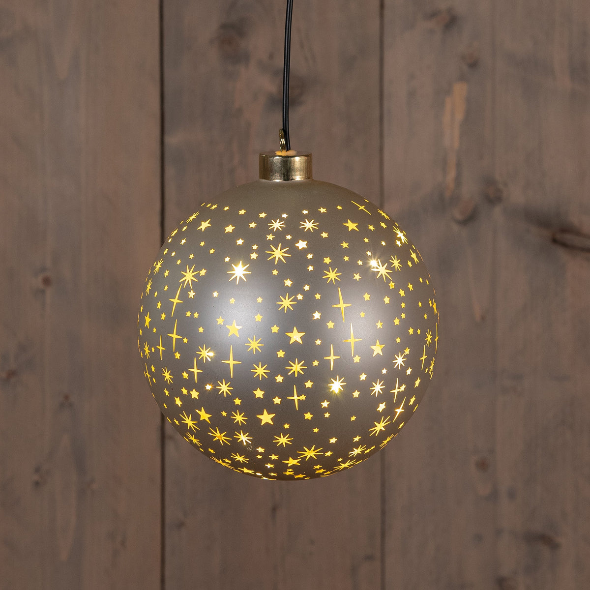 bal glas draaiend led op batterij 15cm champagne