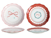 ontbijt bord "kerststrikken" ø20,5cm 2 assorti