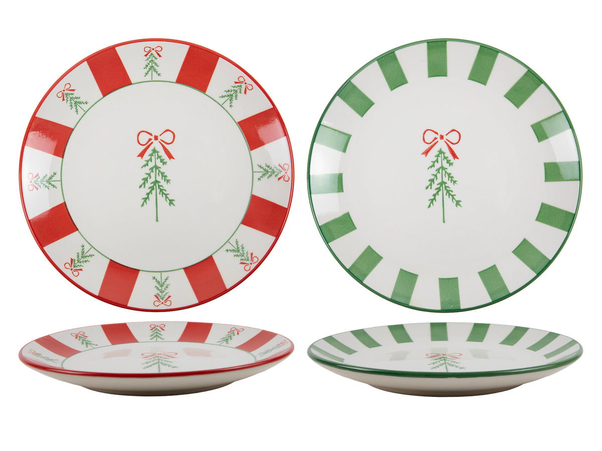 ontbijtbord ø19cm kerst rood groen 2ass