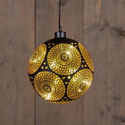 bal glas draaiend led op batterij 15cm zwart/goud