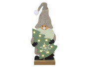 gnoom met kerstboom beige vilt led 35cm