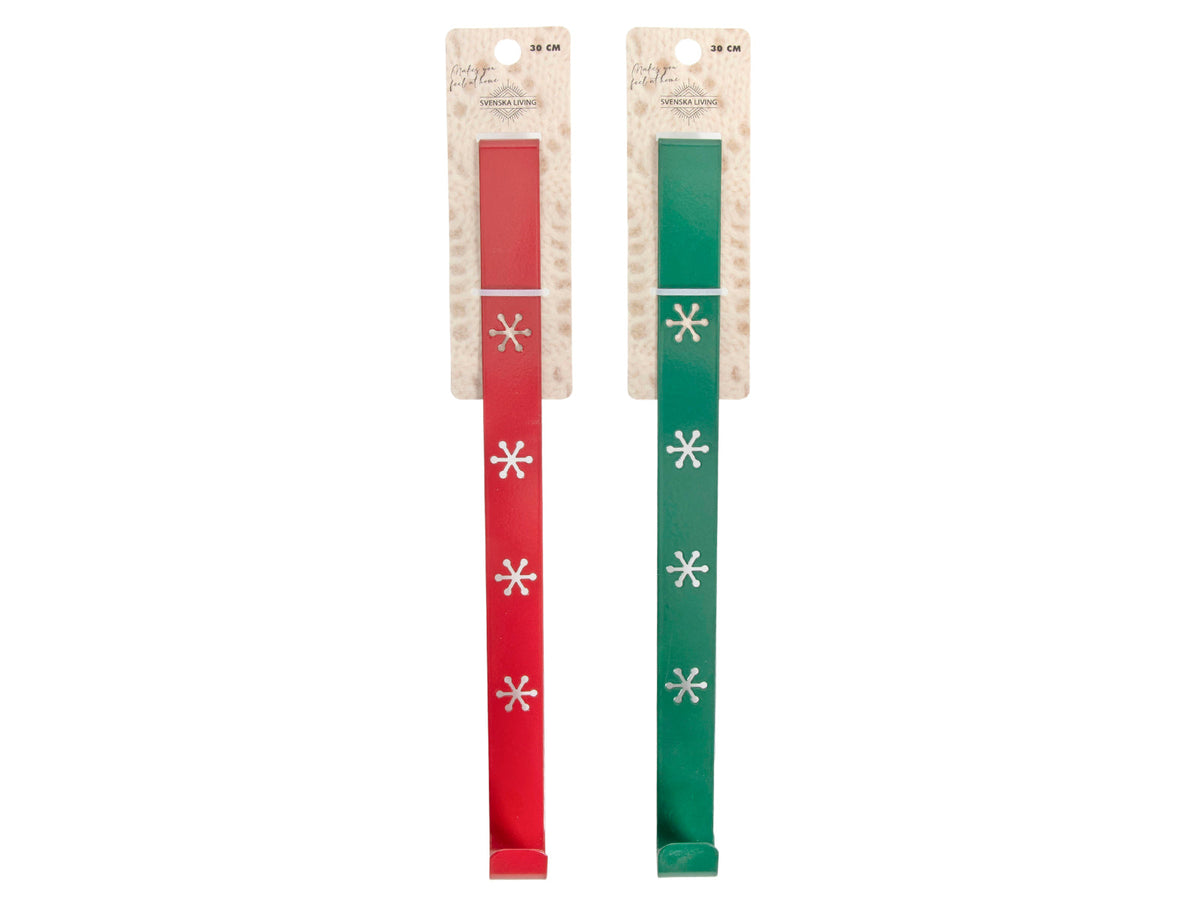 deur/kranshanger sneeuwvlok stans rood/groen 35cm