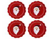 onderzetter kerst vilt "holly jolly" ø10cm s/4 rood