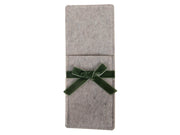 bestekhouder vilt grijs strik velvet groen 30x12cm
