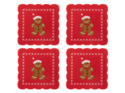 onderzetter gingermen 3x vilt rood 10cm s/4