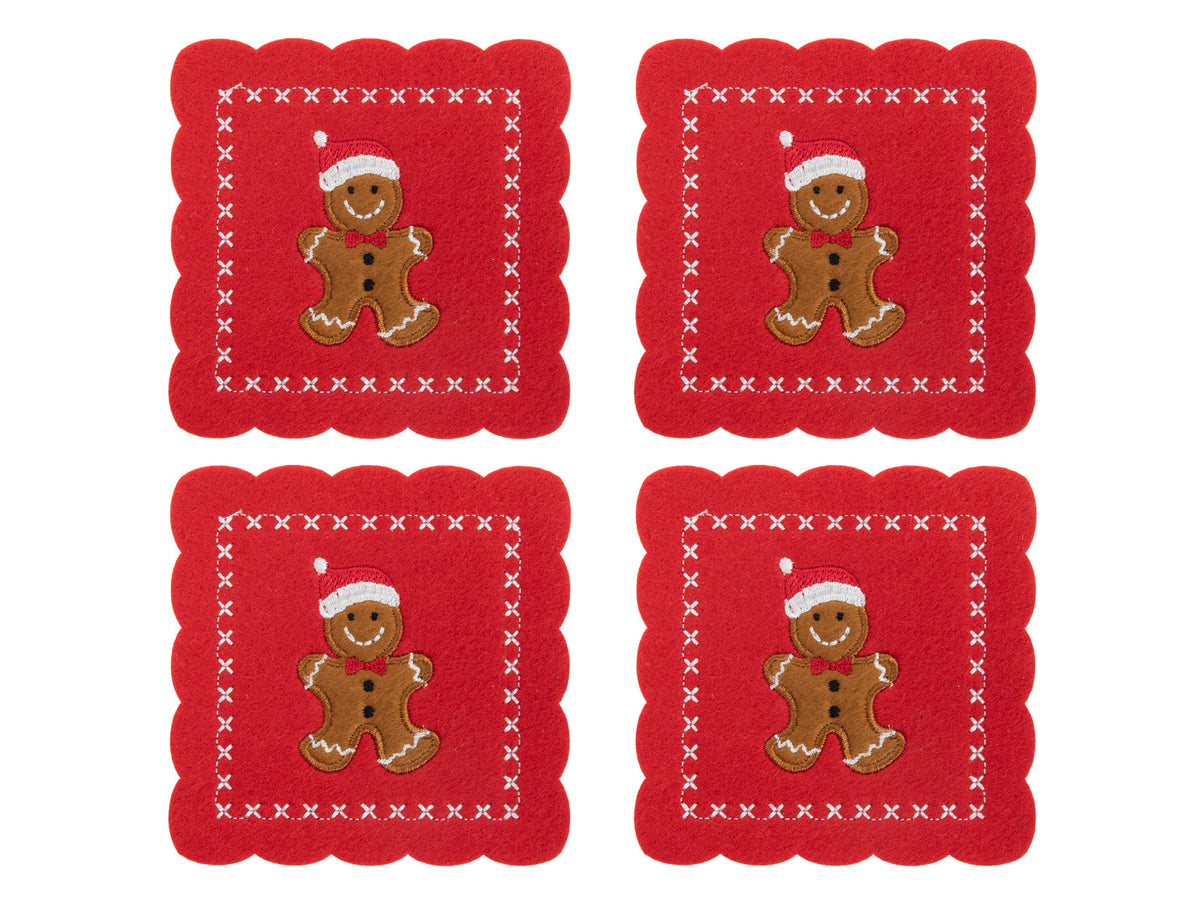 onderzetter gingermen 3x vilt rood 10cm s/4