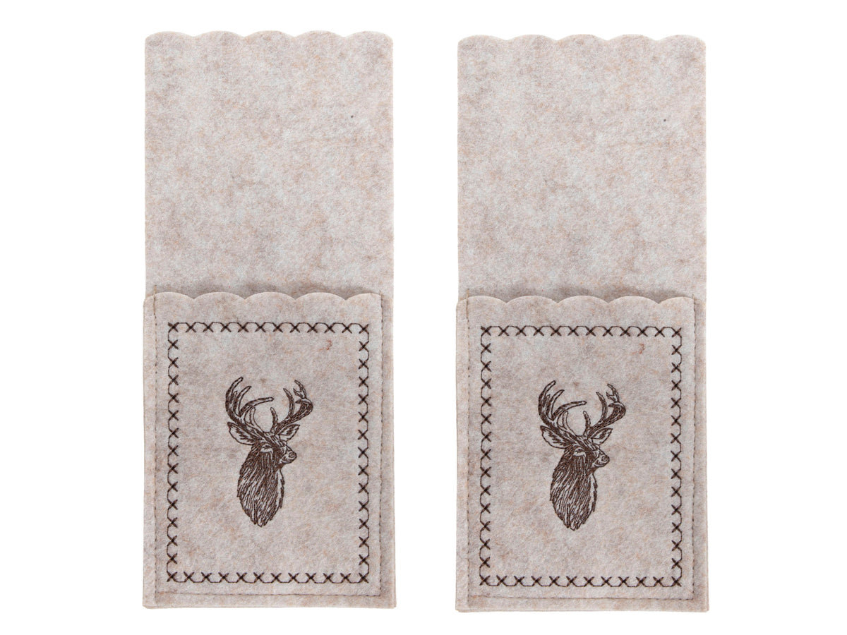 bestekzakje rendier vilt beige 23x10cm s/2  inner polybag
