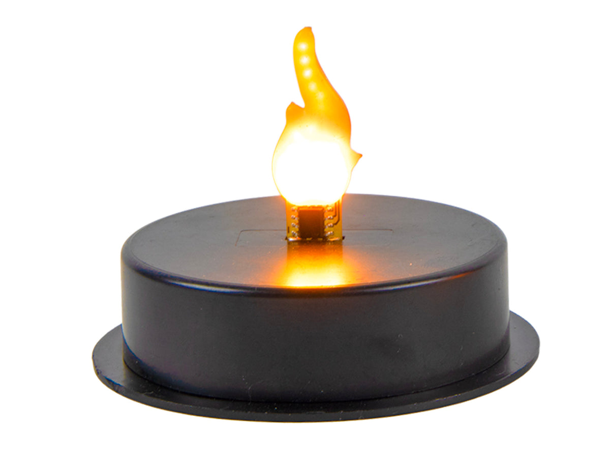 vlam led theelicht zwart 6,5cm  incl timer  excl. 3xaaa