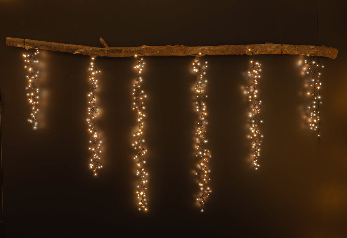 cascade cluster 432led (36x flash) ip44 trafo met timer draadlengtes 48 cm/72 cm /96 cm warm wit/classic warm