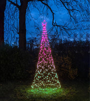 boom met ster 480led rgb ip44 trafo inclusief paal, afstandsbediening en 8 grondpennen d100h320cm