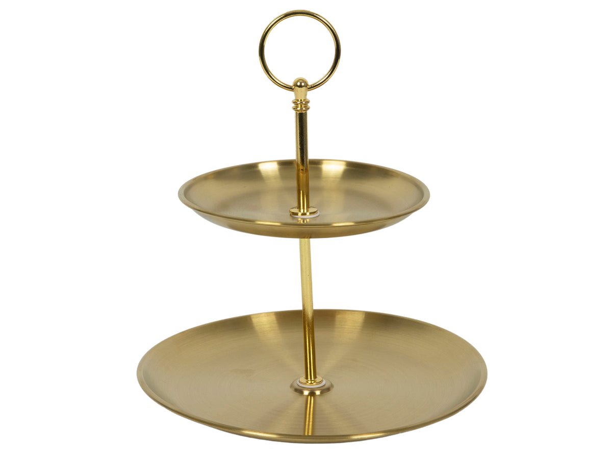 etagere goud rvs 2-lgs ø14xh20cm