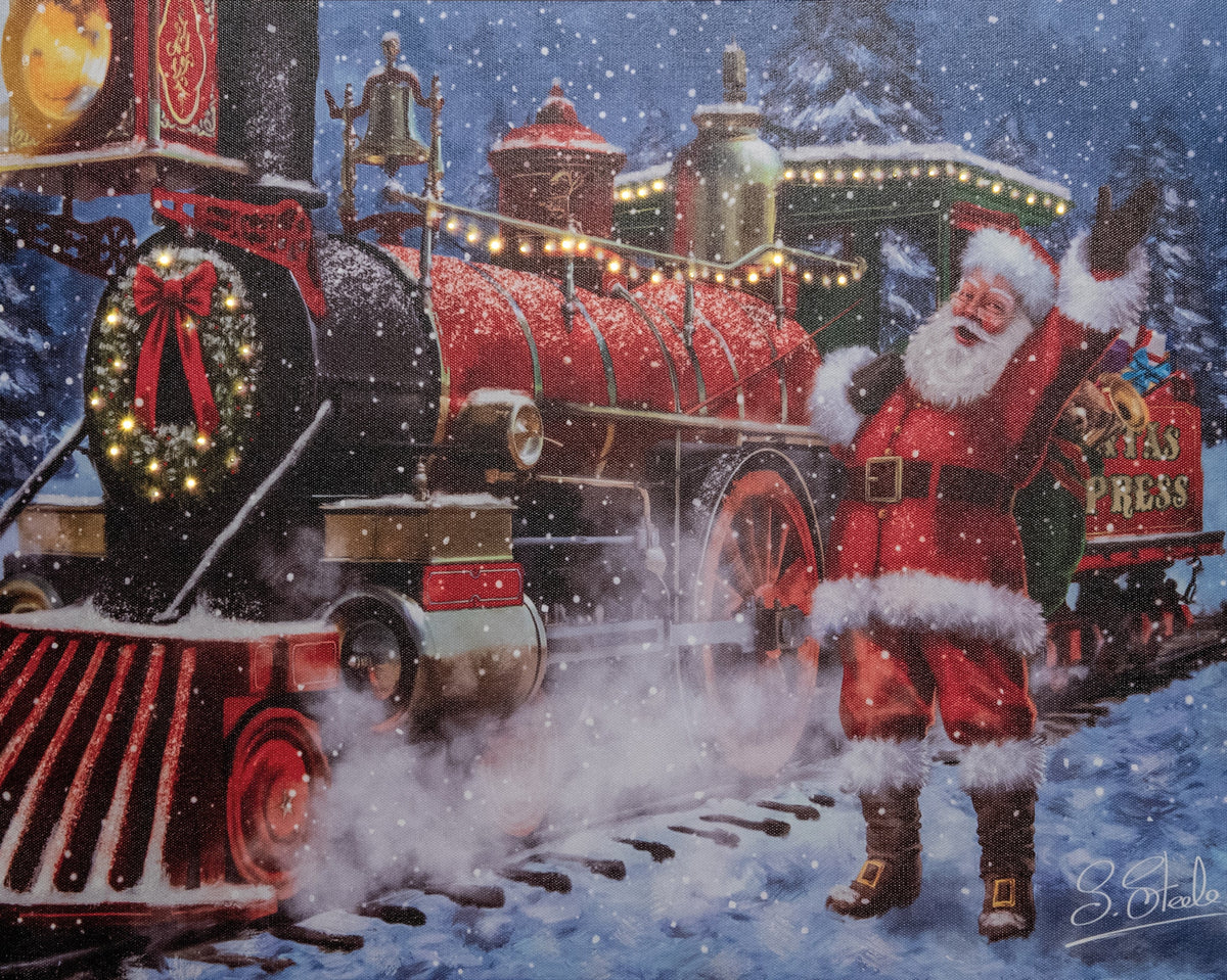 canvas kerst trein 42led 1,5x48x38cm warm wit
