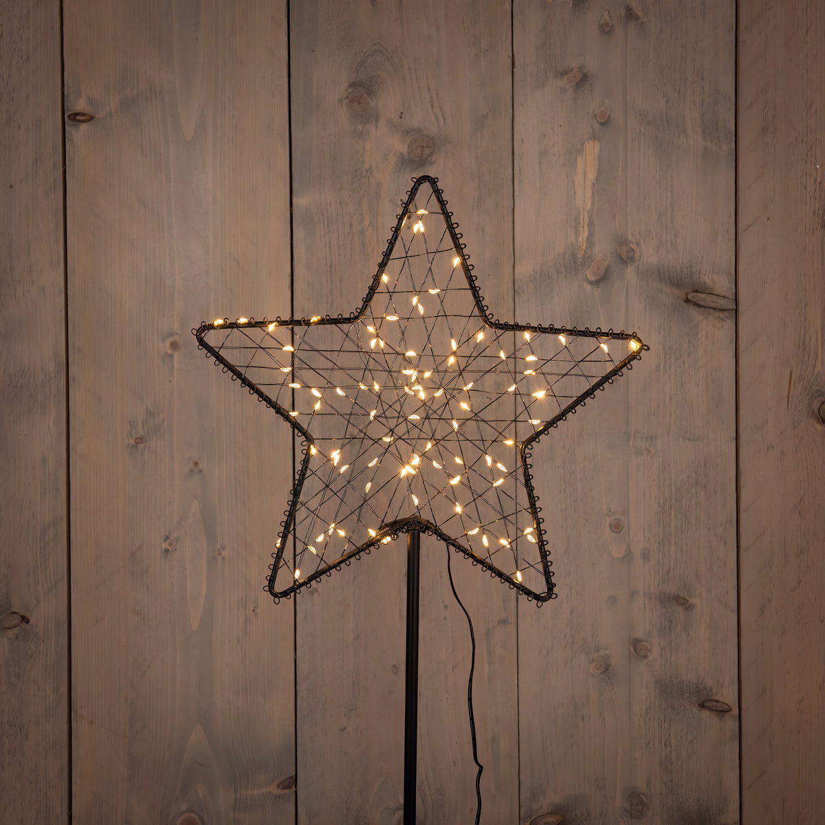 ster op steker metaal 85led ip44 3xaa batterij met timer 28x82cm classic warm