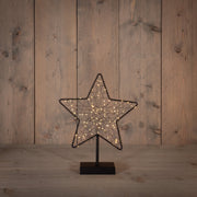 ster op voet metaal 85led ip20  2xaa batterij 6/18u timer 28x34,5cm classic warm