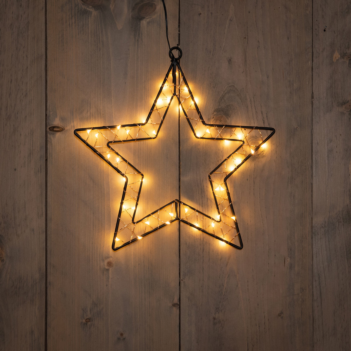 ster 40led koperdraad ip44 op batterij met timer 30cm classic warm