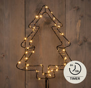 b.o.t. zwarte boom op steker 24x100cm/40 led classic koperdraad 6/18u timer - 3xaa ip44