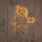 kerstman zwaaiend 300led ip44 trafo met timer h60x50cm classic warm