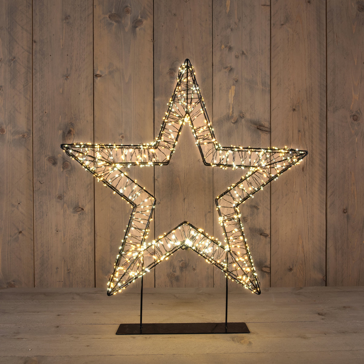 ster 3d op voet metaal 1200led flash ip44 trafo met timer en dimmer 56x5cm warm wit/classic warm