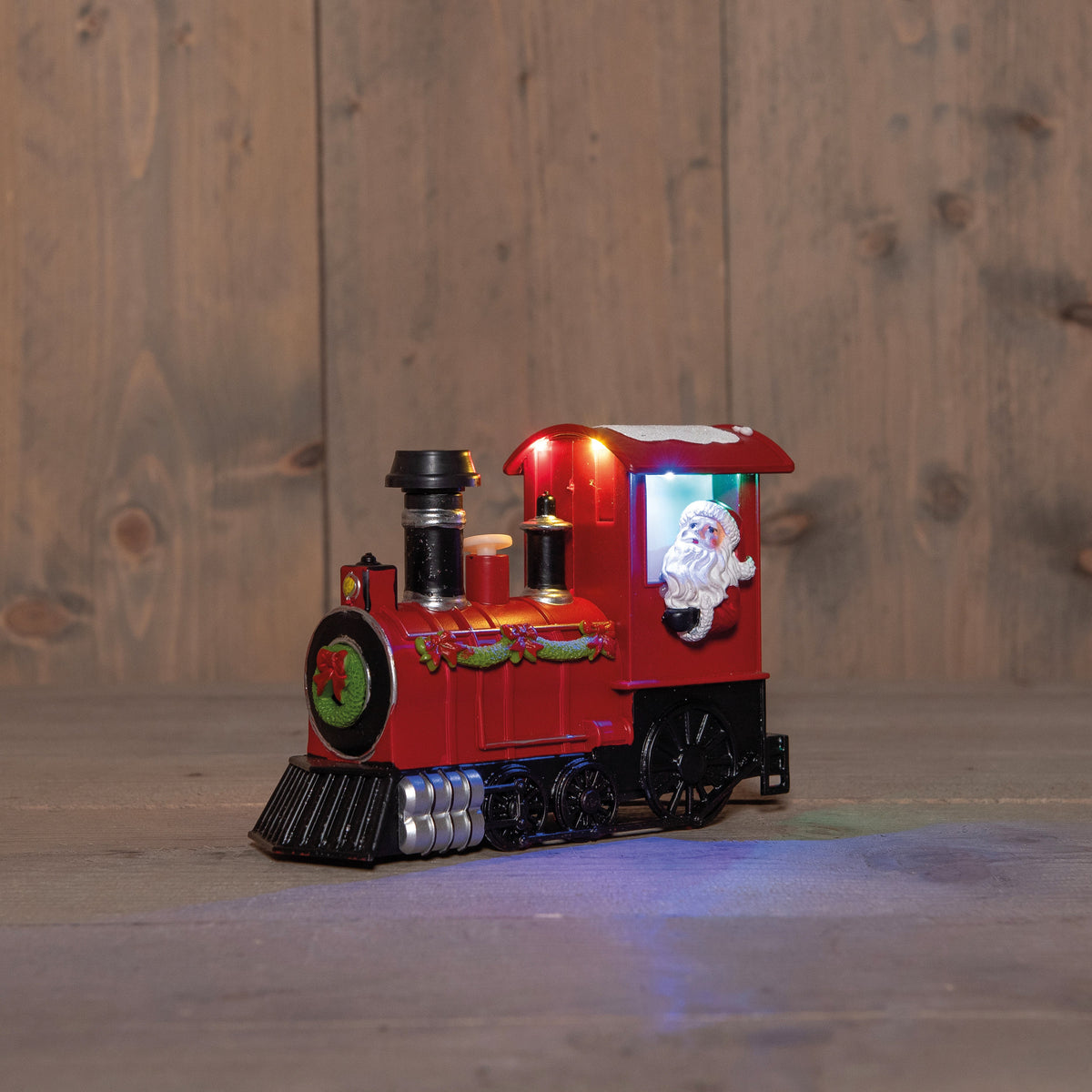 trein met kerstman, rook, geluid en licht op 3aa batterij 12.5x19cm