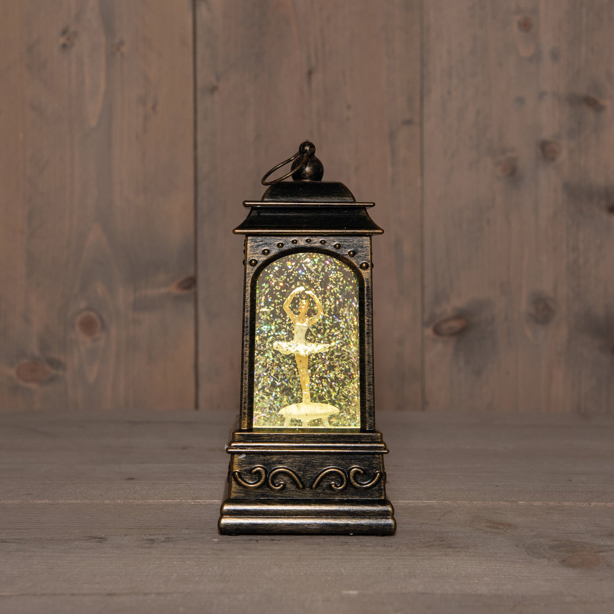 lantaarn ballerina in glitterwater op 3aa batterij met dc aansluiting 9x20,5cm led warm wit