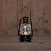 lantaarn sneeuwpop in glitterwater op 3aa batterij met dc aansluiting 20.5x12cm warm wit