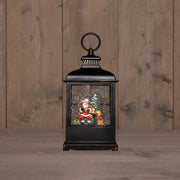 lantaarn kerstman in glitterwater op 3aa batterij met dc aansluiting 27x12.5cm warm wit