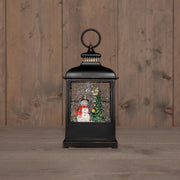 lantaarn sneeuwpop in glitterwater op 3aa batterij met dc aansluiting 27x12.5cm warm wit