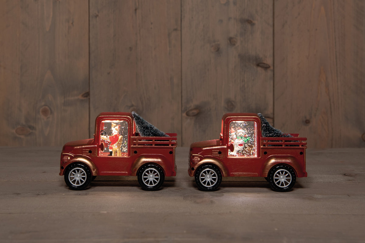 auto met glitterwater 3xaaa batterij 13x16cm 2 assorti in display warm wit