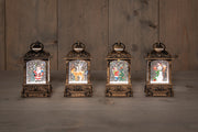 lantaarn met glitterwater op batterij 14x7.5cm 4 assorti in display warm wit