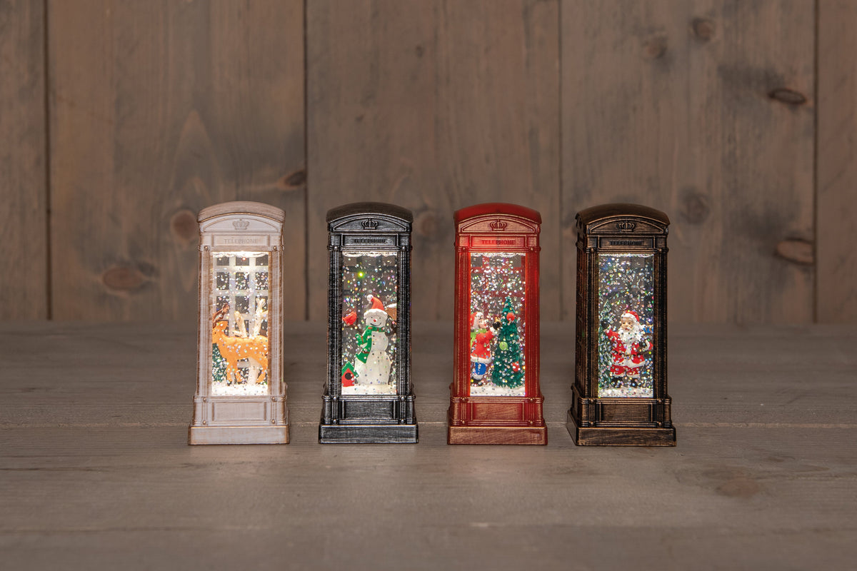 telefooncel met glitterwater op batterij 5x11cm 4 assorti in display warm wit