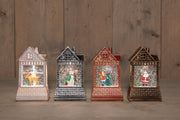 huis met glitterwater op batterij 14x8x4.5cm 4 assorti in display warm wit