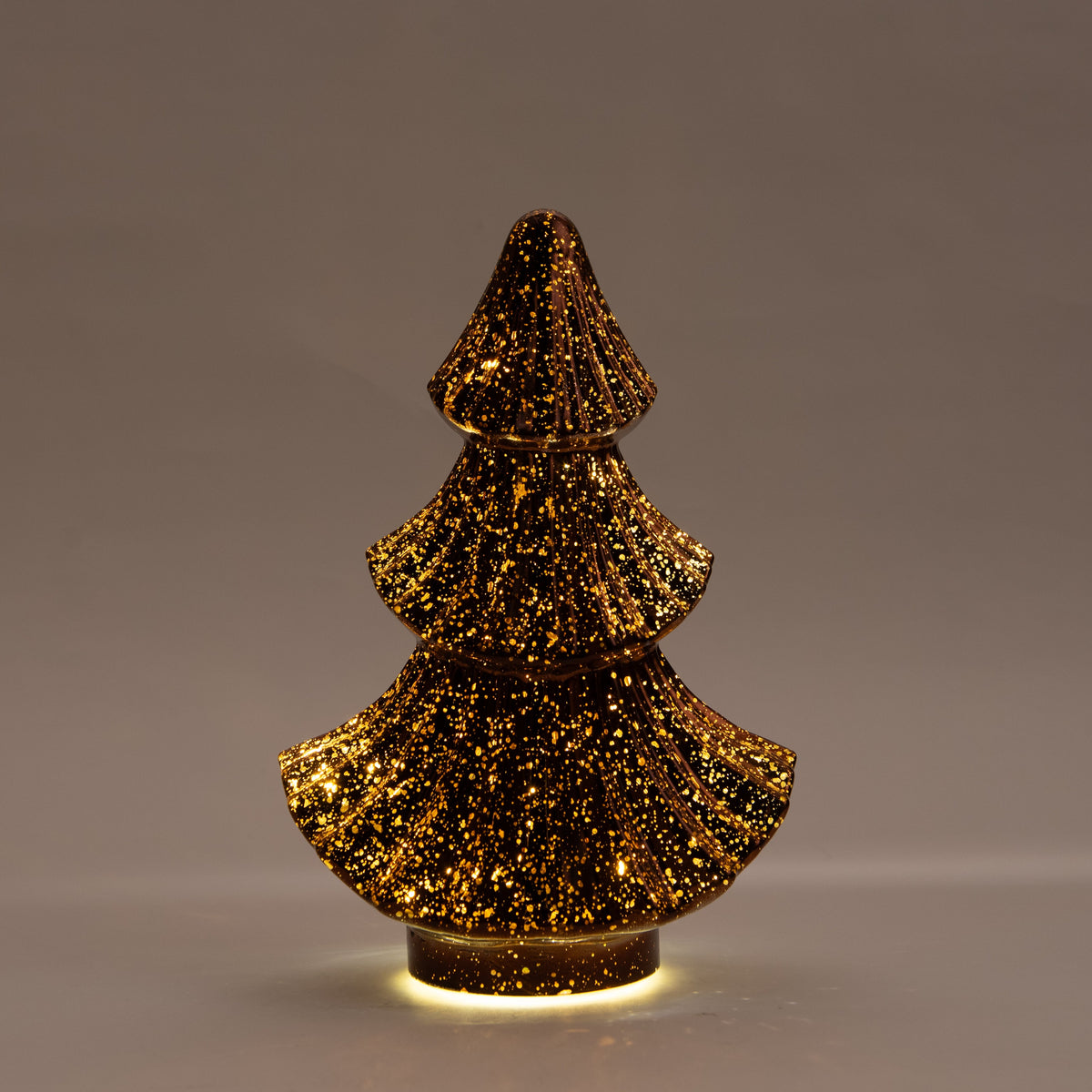 kerstboompje glas 10led 3xaaa batterij met timer 15.5x9.5xh24cm metallic brons