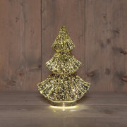 kerstboompje glas 10led 3xaaa batterij met timer 15.5x9.5xh24cm metallic goud