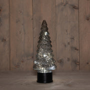 kerstboompje glas draaiend  20led 3xaa batterij met timer 13xh35cm grijs