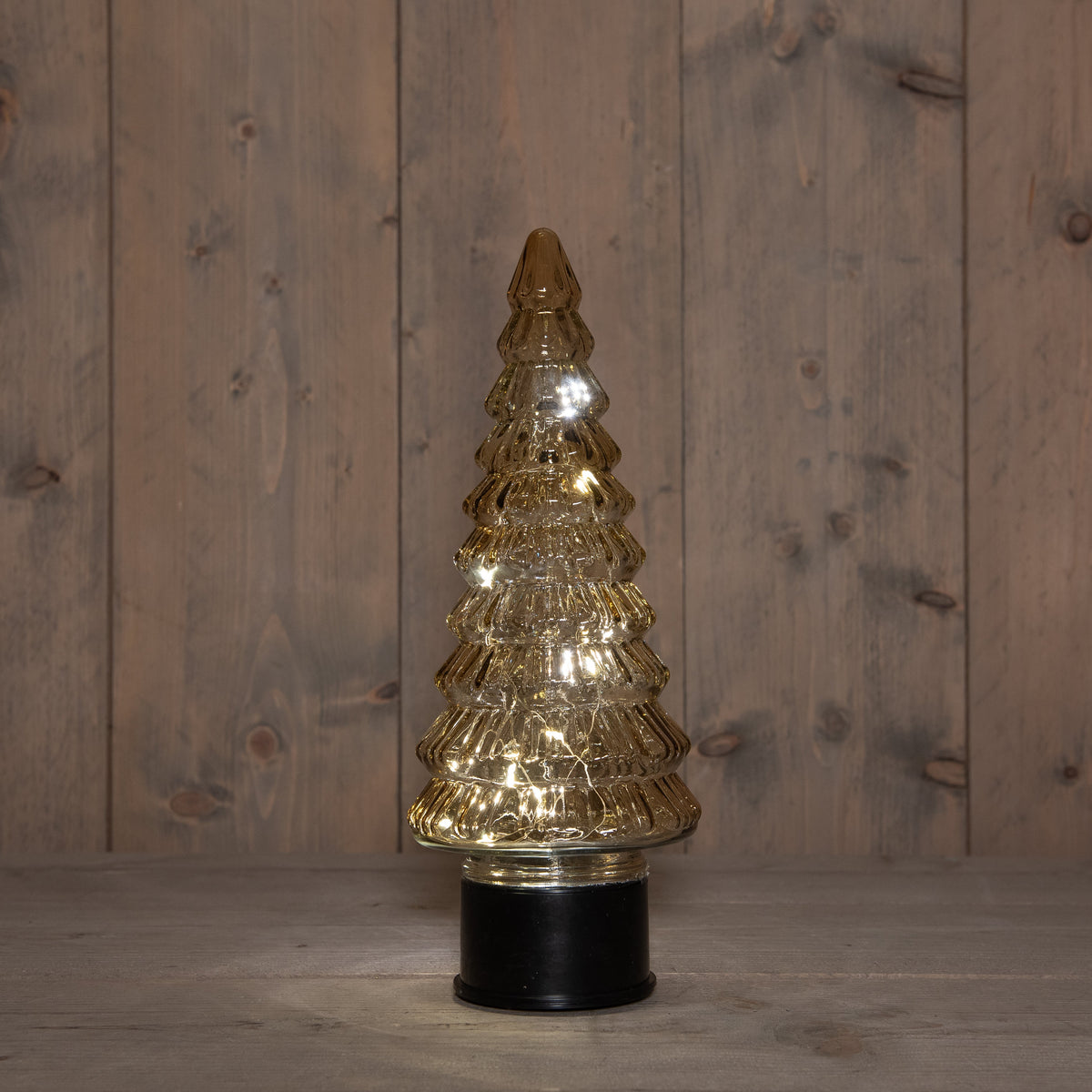 kerstboompje glas draaiend  20led 3xaa batterij met timer 13xh35cm amber