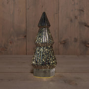 kerstboompje glas 10led op batterij met timer 23.5x10.5cm metallic antraciet