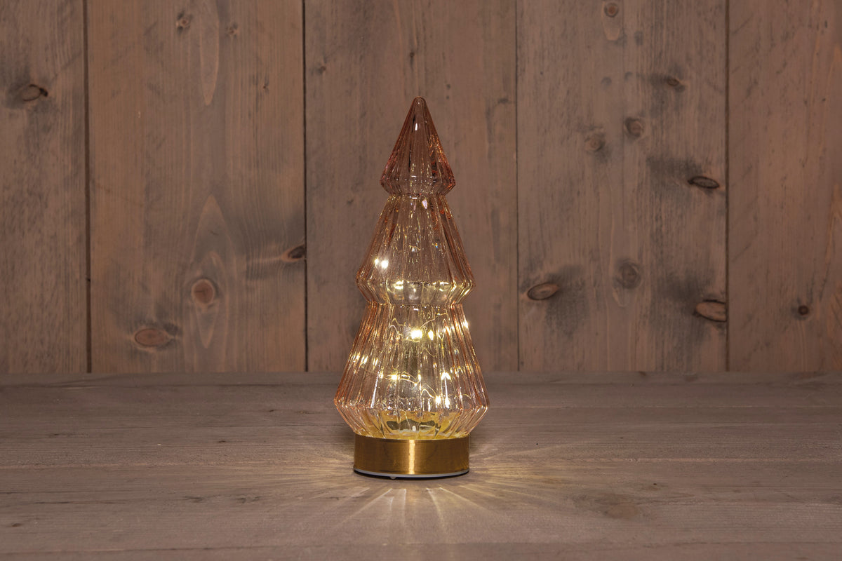 b.o.t. glazen boom roze met gouden voet 10x23,5cm 3xaaa met timer