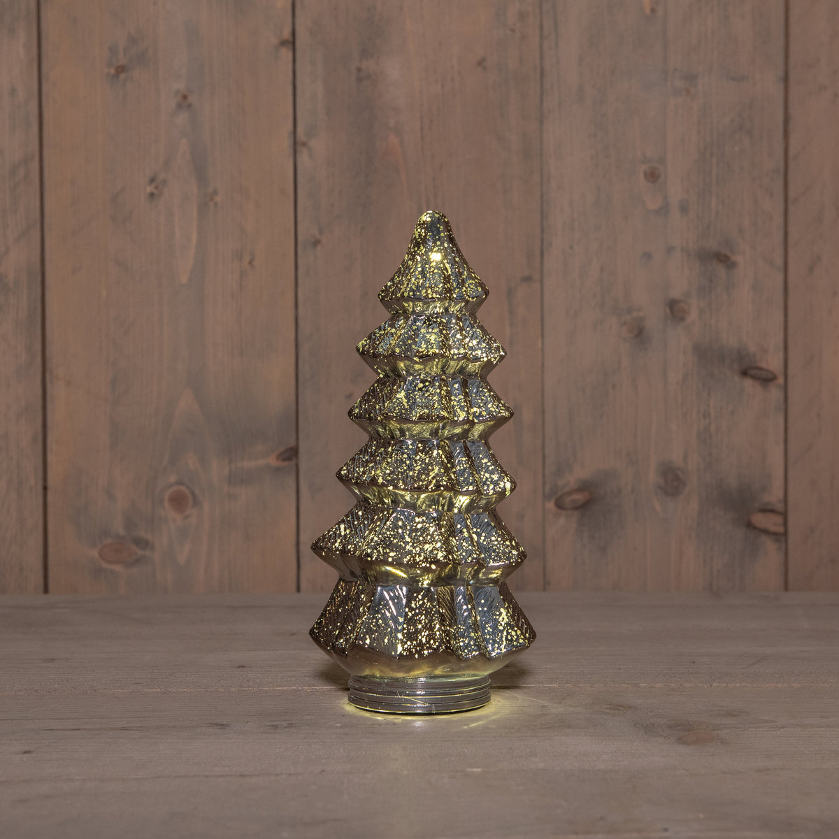 kerstboompje glas 10led 3xaaa batterij met timer 13,5x26cm metallic antraciet