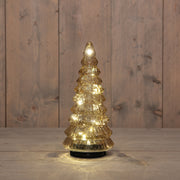 kerstboompje glas draaiend  20led 3xaa batterij met timer en usb aansluiting 13,3x30cm  amber