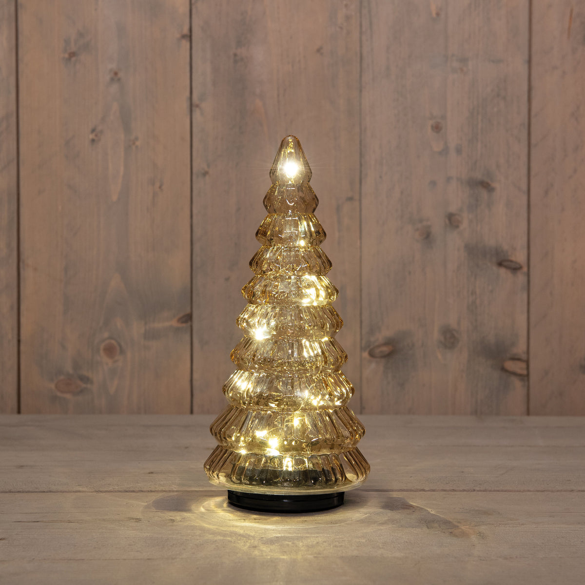 kerstboompje glas draaiend  20led 3xaa batterij met timer en usb aansluiting 13,3x30cm  amber