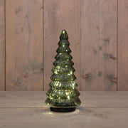 kerstboompje glas draaiend  20led 3xaa batterij met timer en usb aansluiting 13,3x30cm groen