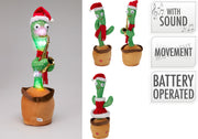 kerst cactus beweging en geluid 35cm 3ass designs