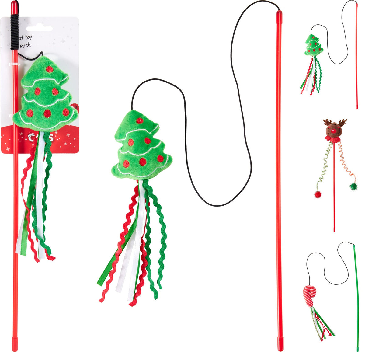 kattenspeelstok kerst design 41x5cm