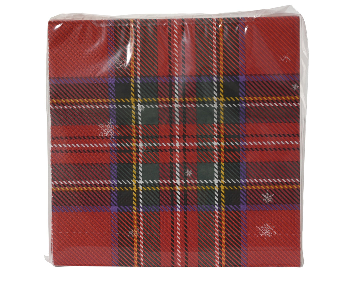 servet papier check print groen/rood l.33cm x w.0.02cm x h.33cm