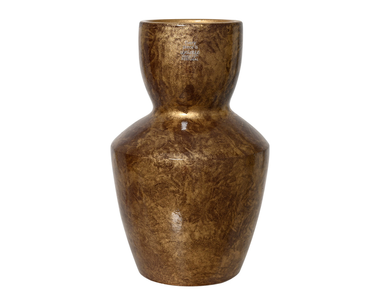 vaas terracotta glazed gold wash koper/goud d.19cm x h.30cm