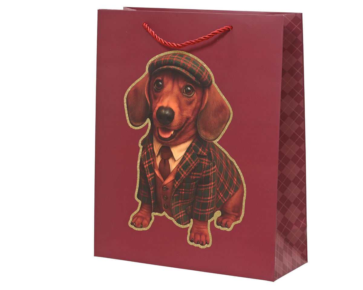 giftbag papier glitter dachshund fsc mix credit ossenbloed/kleur(en) l.26cm x w.10cm x h.32cm