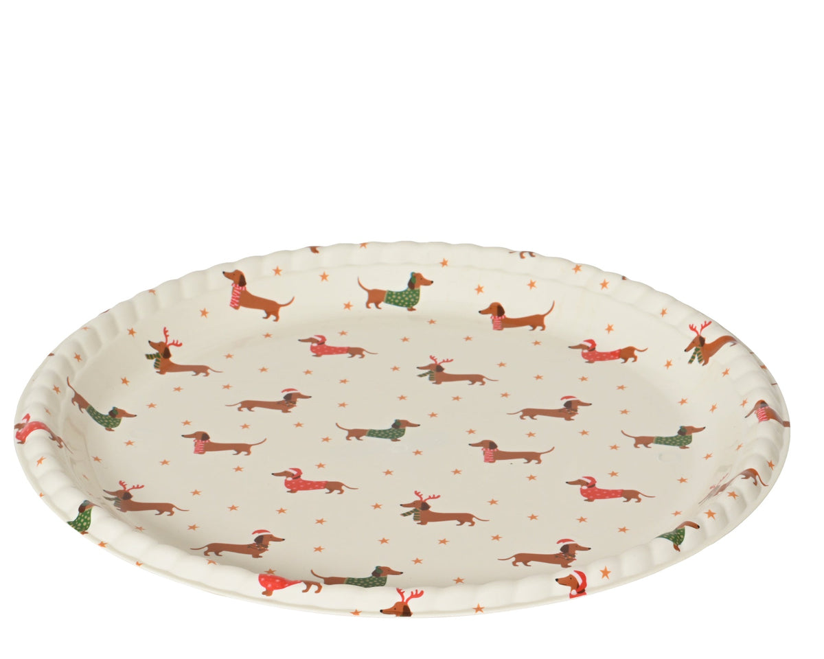 decobord pp round poodle pattern multi d.35.5cm x h.3cm